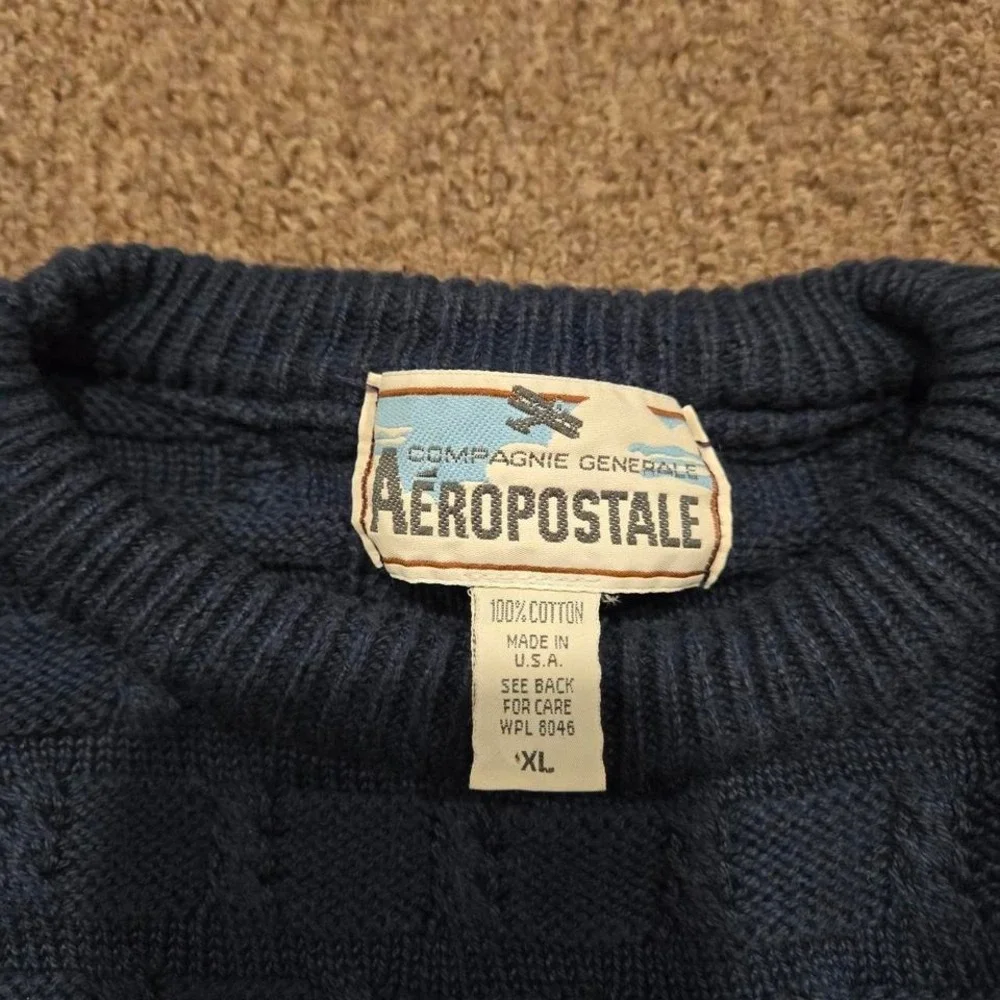 Vintage Aeropostale Knit Sweater XL — USA Made‎ Retro Navy Texture